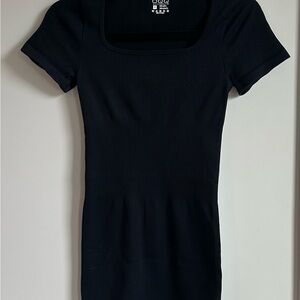 OQQfitness Womenswear Short Sleeve Square Neck Bodycon Dress